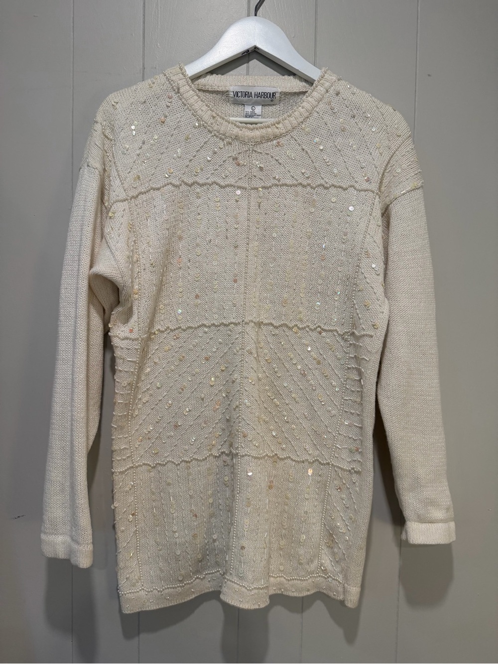 Victoria harbour Cream Sequin Knit Sweater
